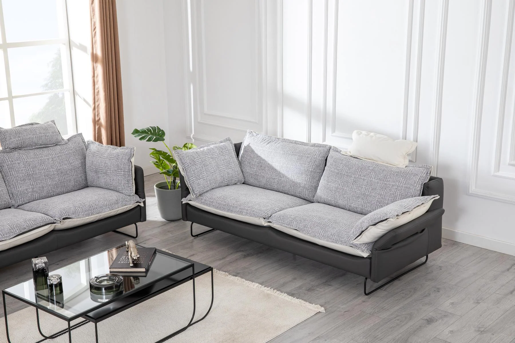 AY IŞIĞI 3+3+1+1 living room set arranged around a modern coffee table