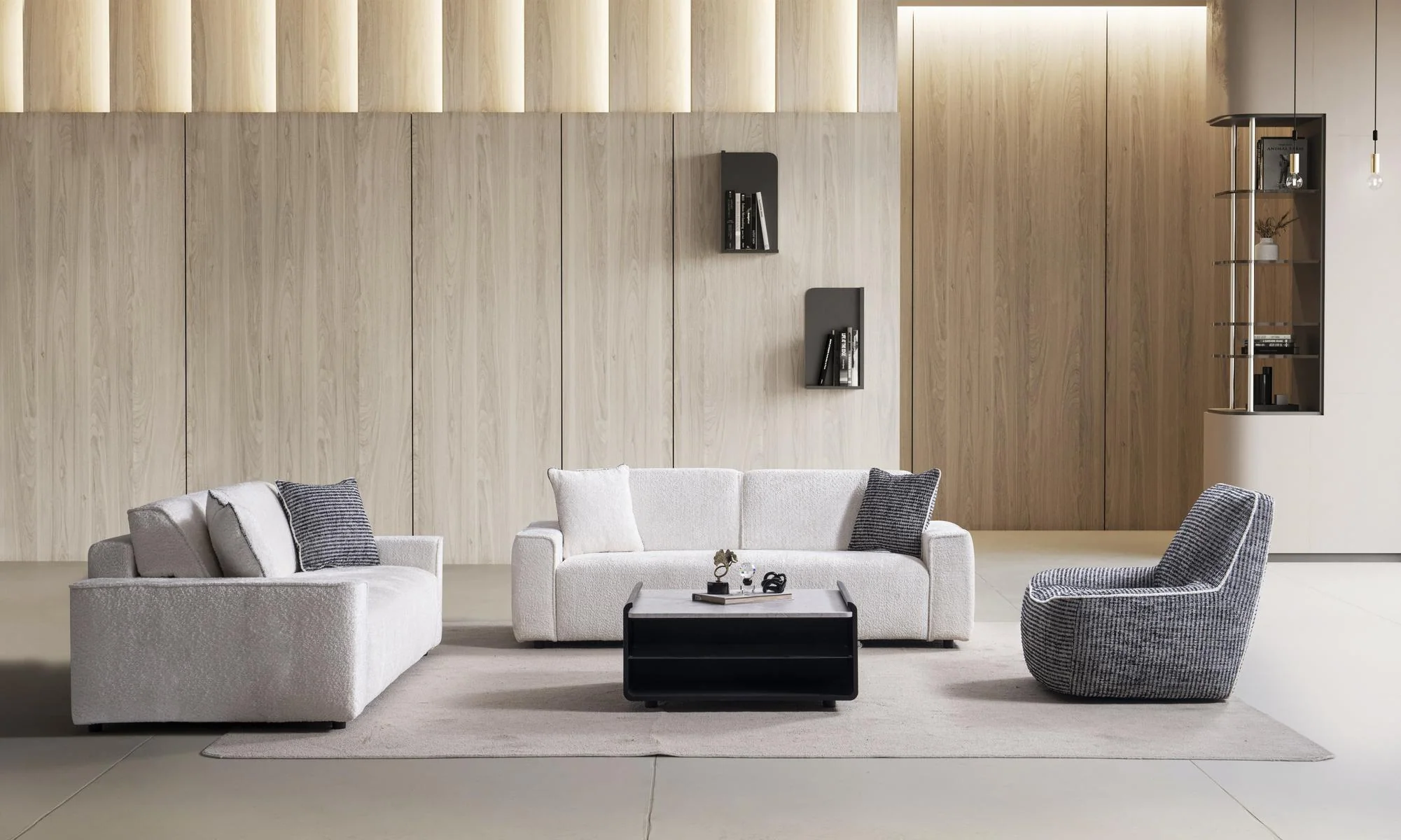 BAHAR modern living room seating composition with clean geometric proportions