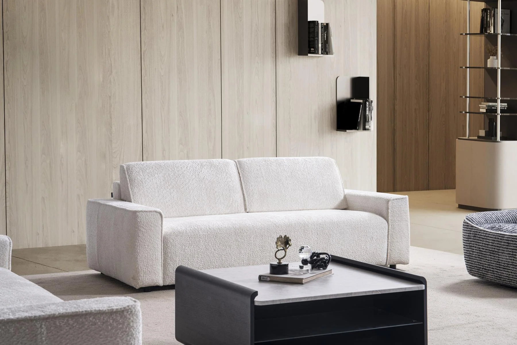 BAHAR three-seat modern sofa with tailored cushions and architectural arm design