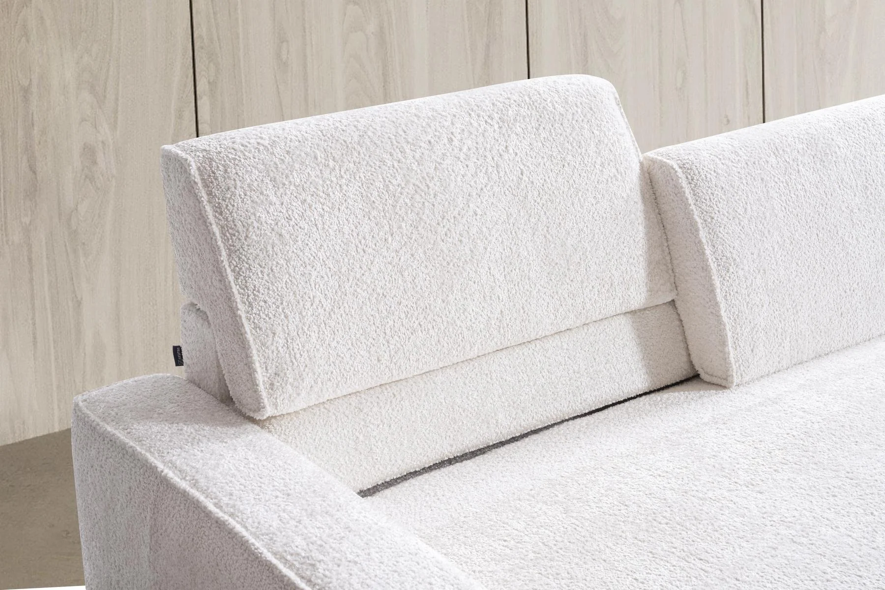 BAHAR sofa back cushion close-up with crisp rectangular tailoring