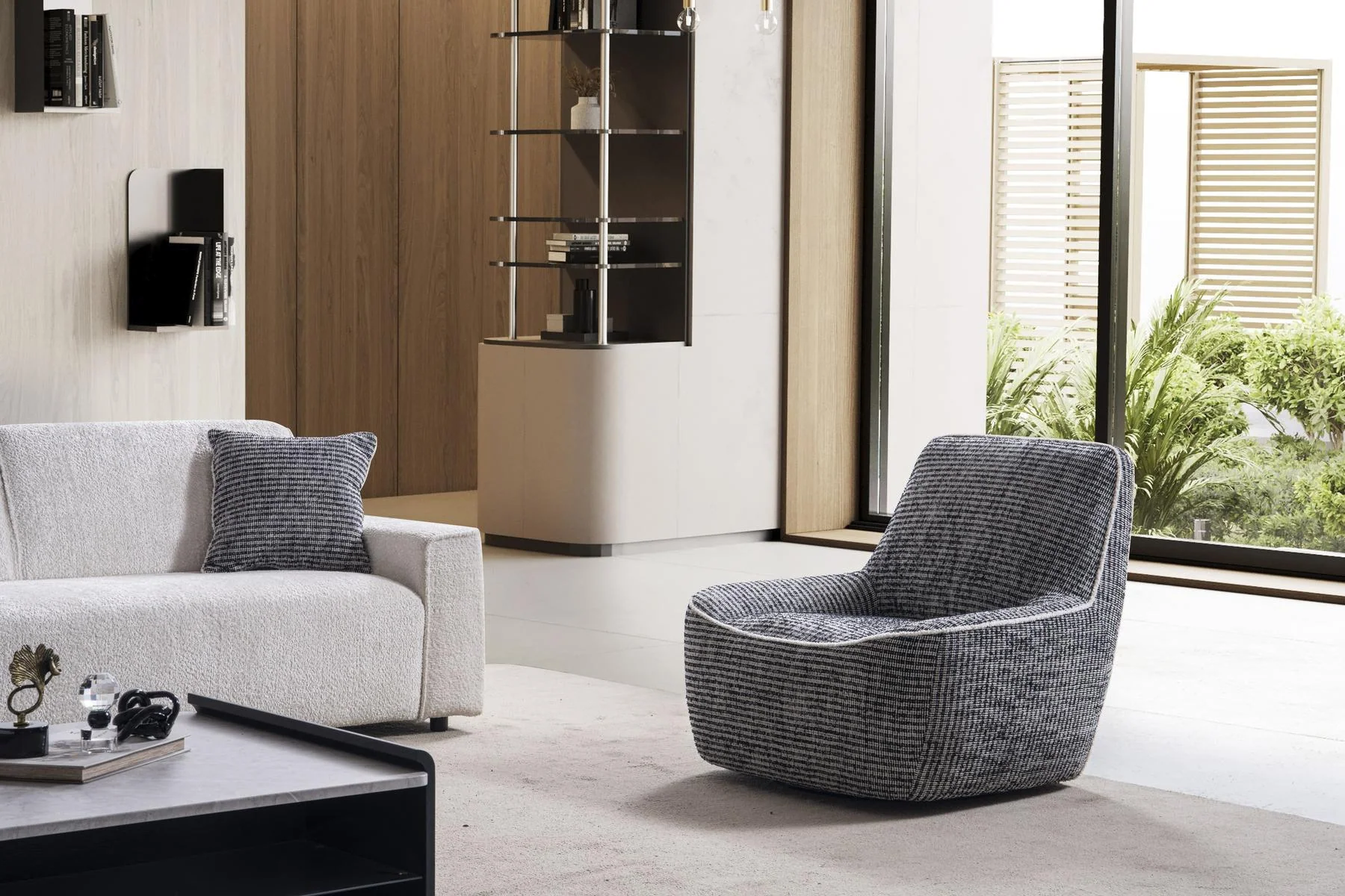 BAHAR modern 3+3+1+1 living room set with coordinated sofas and accent chairs