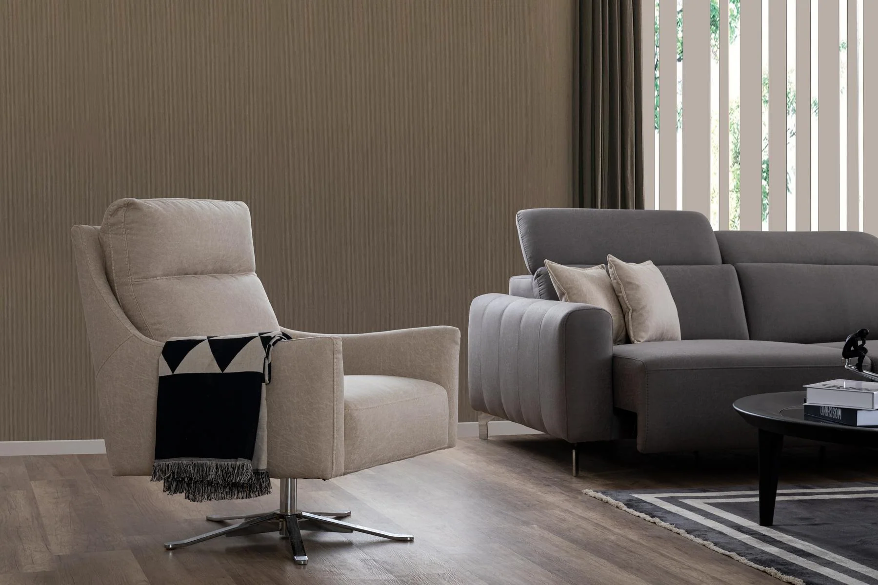 BURGAZ modern living room furniture arrangement with coordinated center table