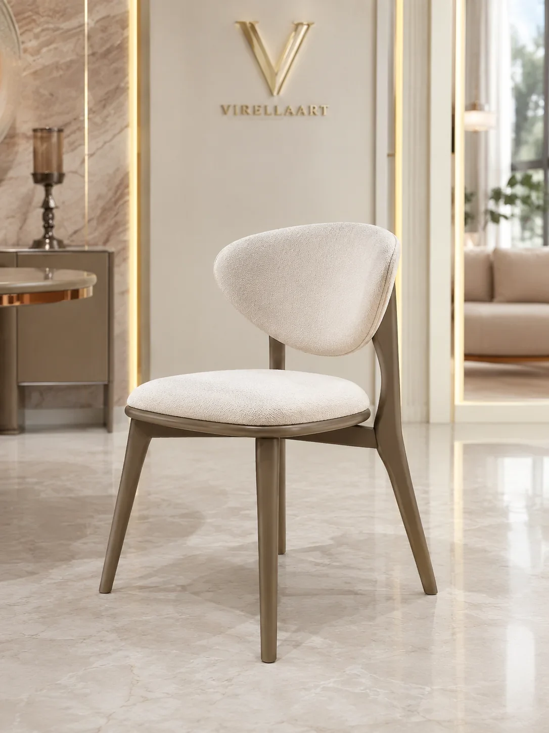 Luxury chandelier proportionately centred above an elegant dining table