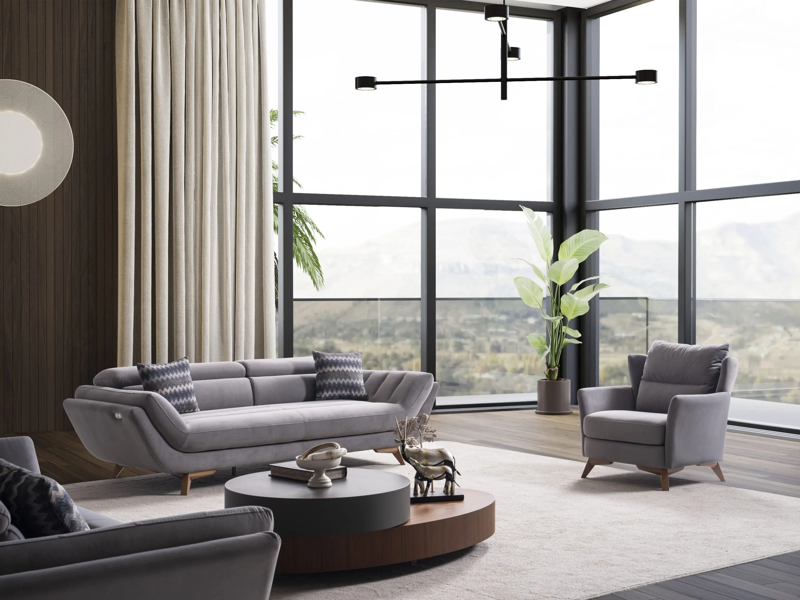 EFTELYA luxury modern living room set with coordinated sofas and center table