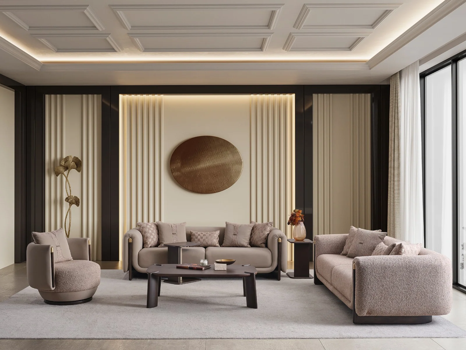ORION luxury sofa side profile with soft curves and premium detailing