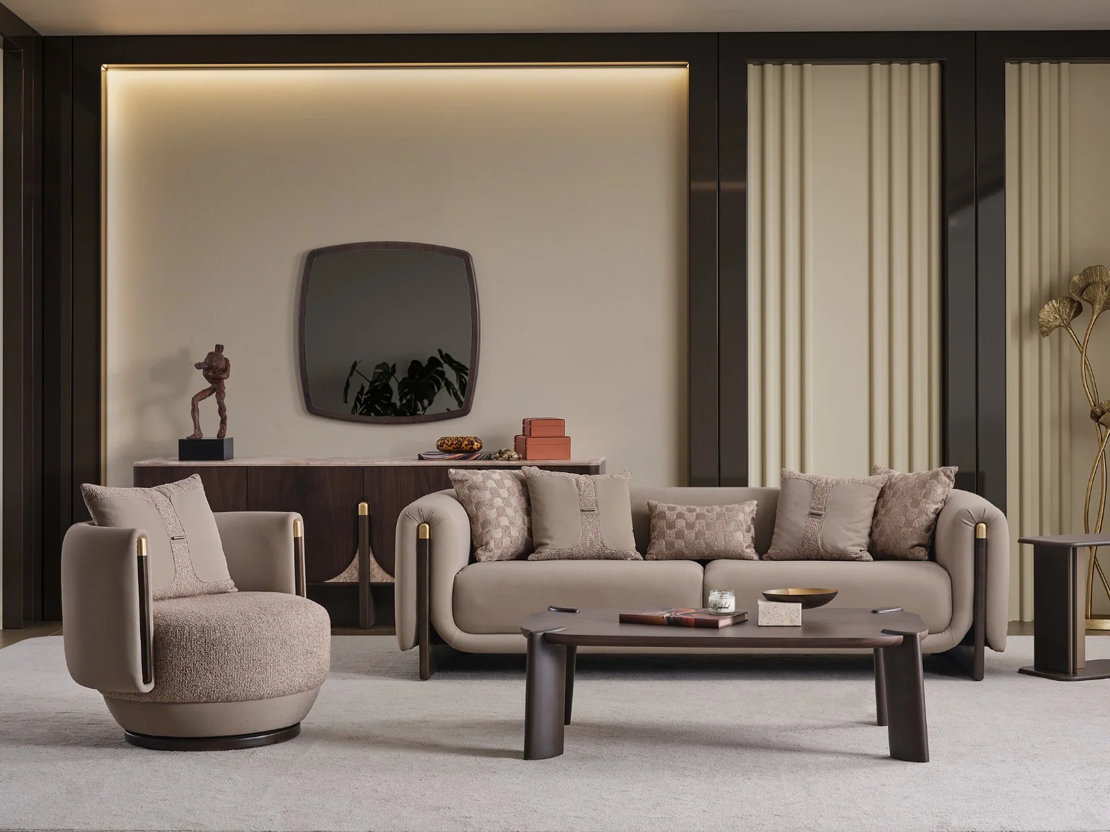 ORION three-seat sofa set creating a warm luxury atmosphere