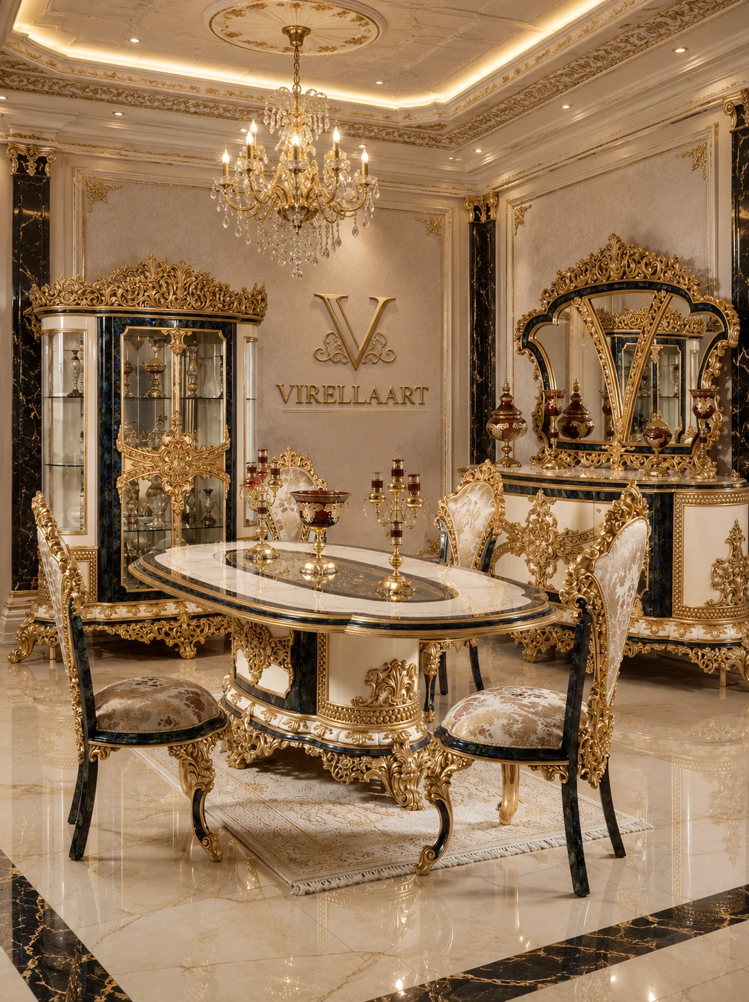 VIRELLAART Sultan Green Dining Room Set