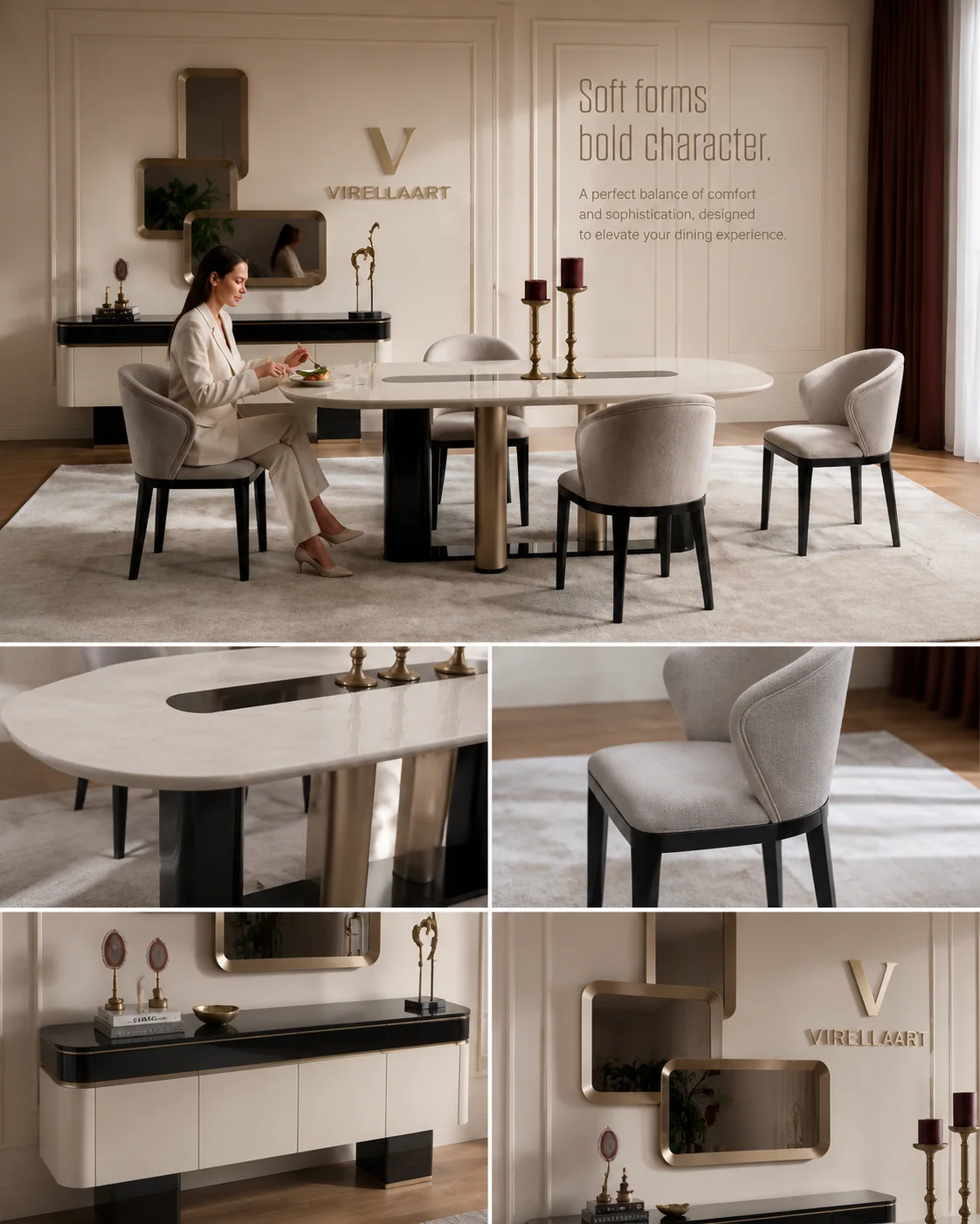 ZENA modern luxury dining room furniture collection by VIRELLAART