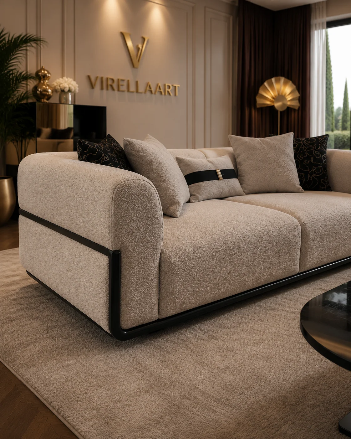 ZENA designer living room furniture displayed in a luxury villa interior